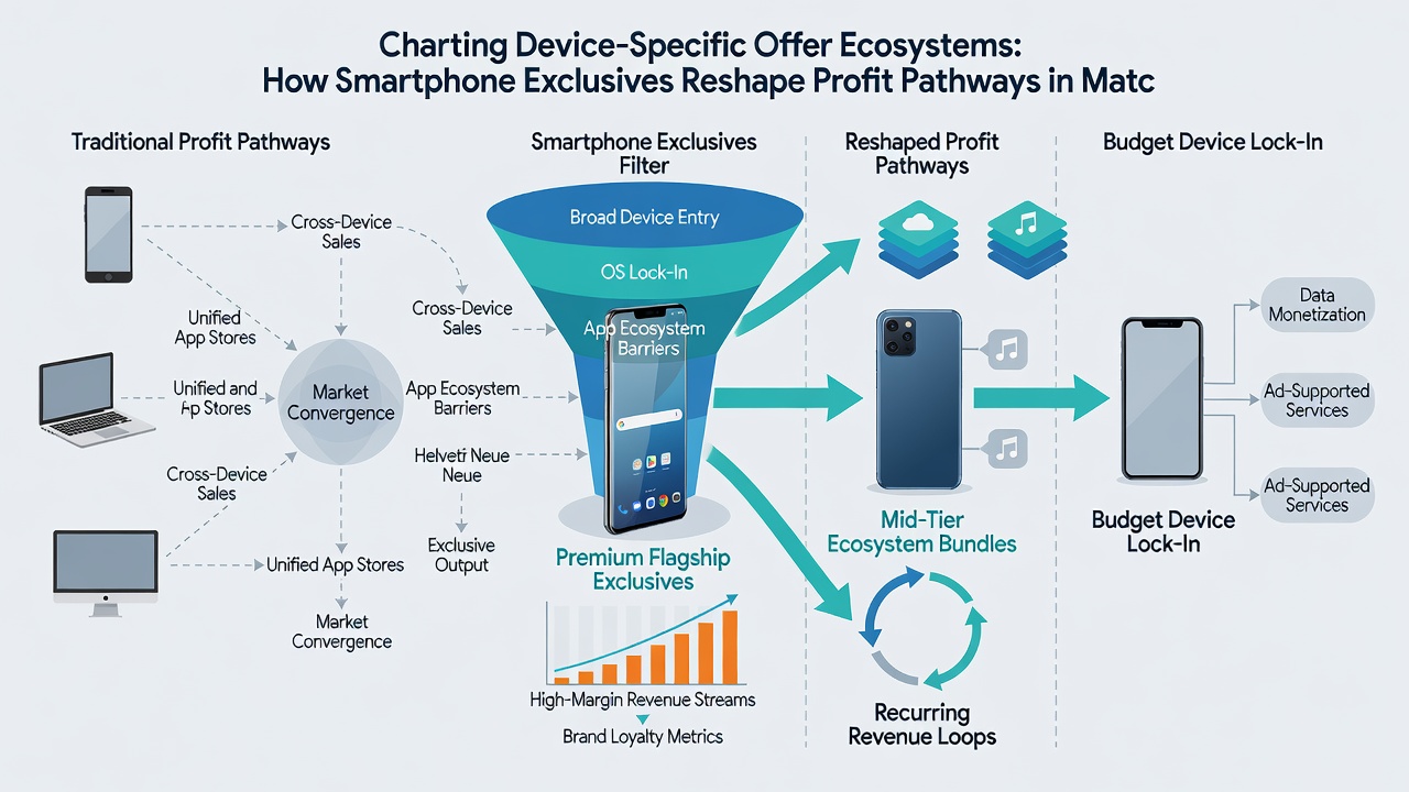 Infographic showing device-specific bonus flows and matched strategy profit calculations