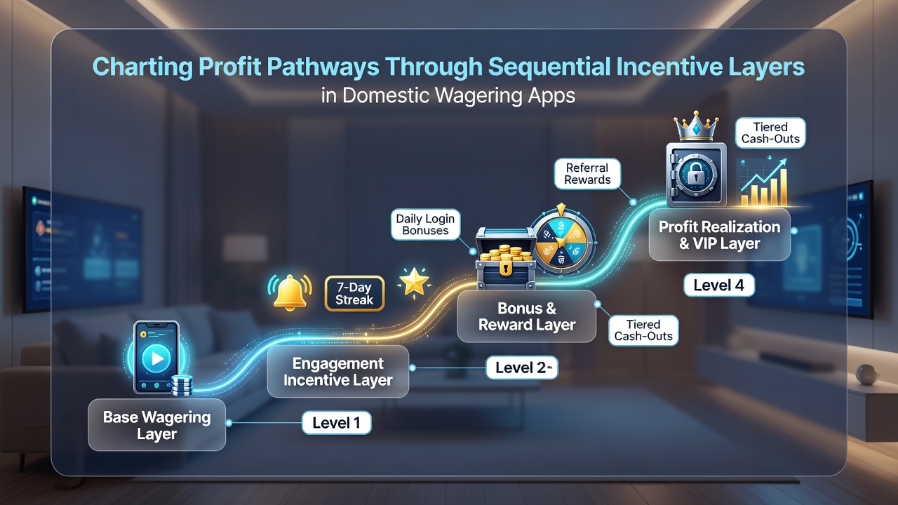 Flowchart depicting sequential navigation through wagering app incentive stages