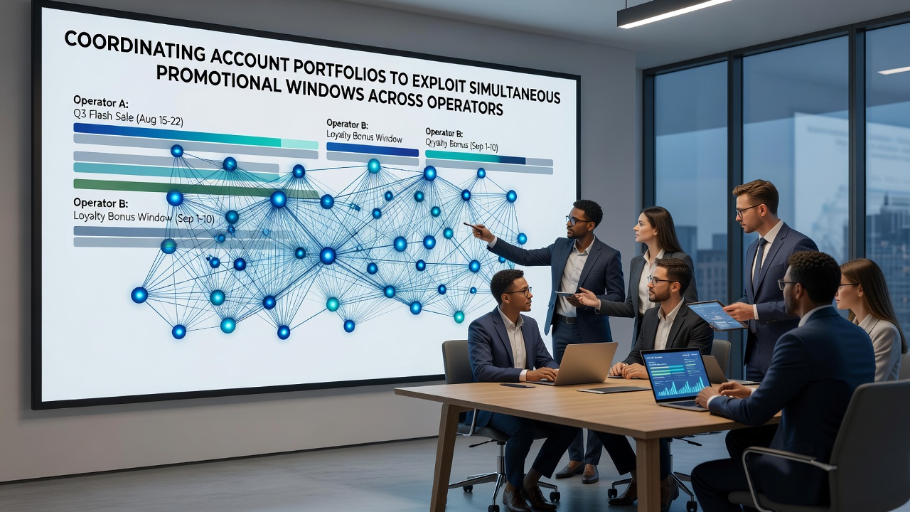 Screenshot of a portfolio dashboard displaying active promotions and account statuses across operators