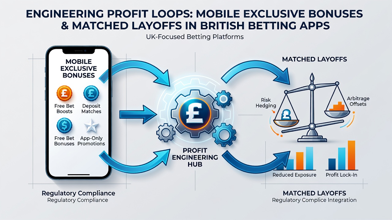 Flowchart illustrating bonus qualification steps and layoff wager pairings on betting apps