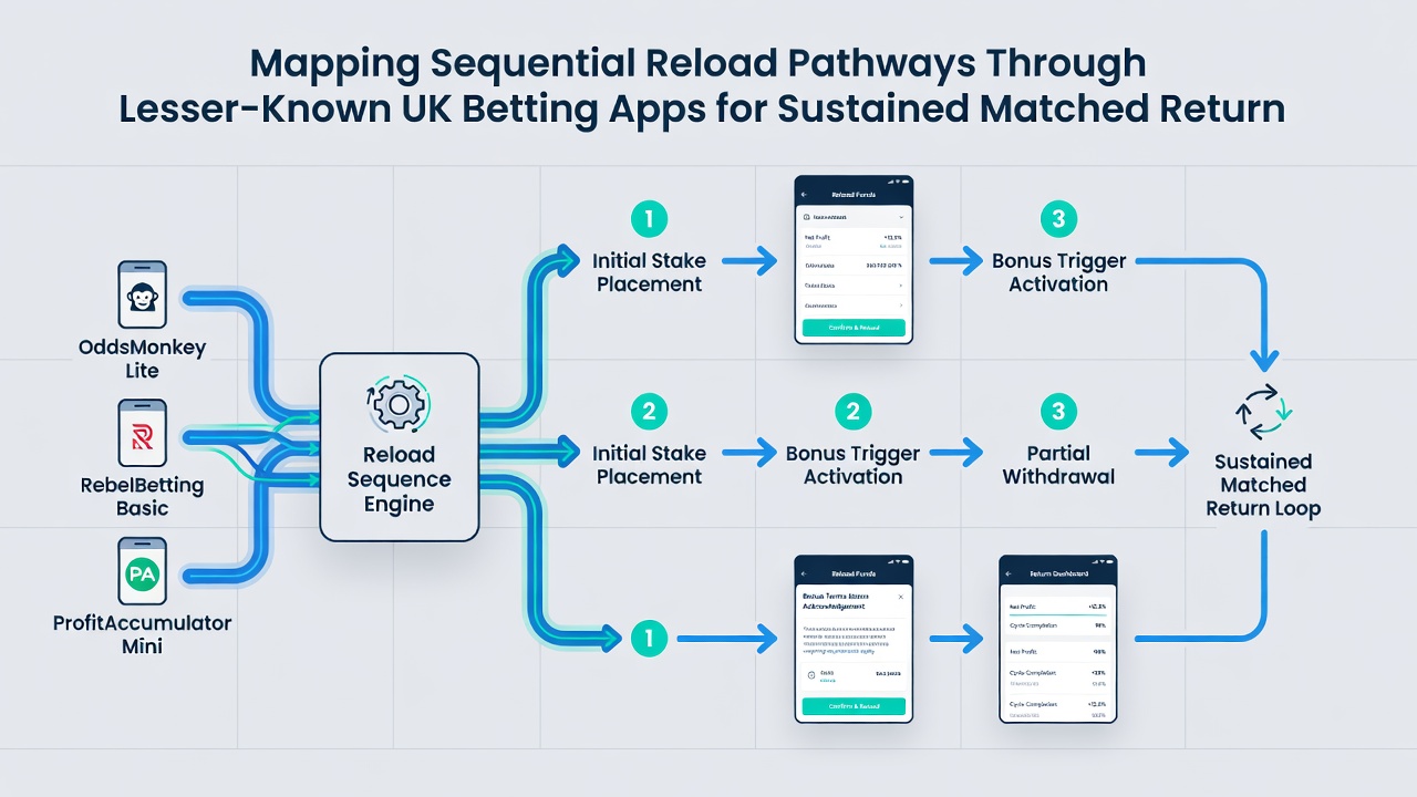 Flowchart illustrating matched return calculations across reload sequences in UK betting apps