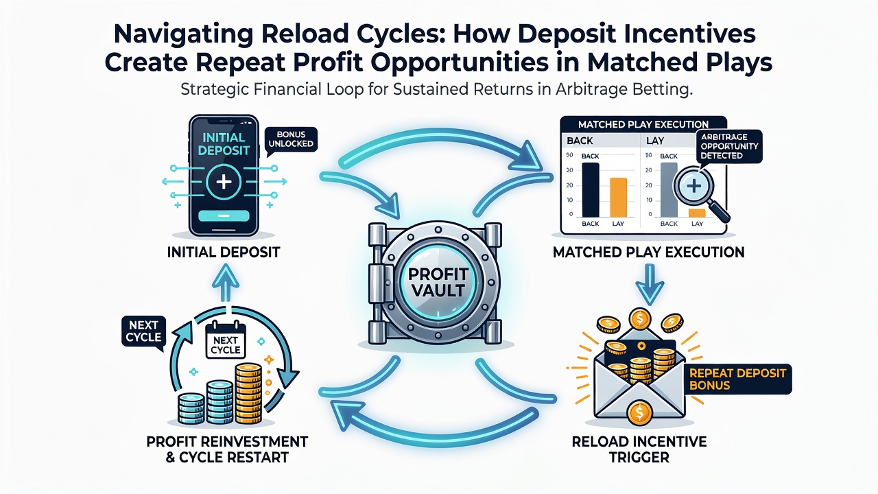 Diagram showing sequential reload bonus activation and hedged bet placement