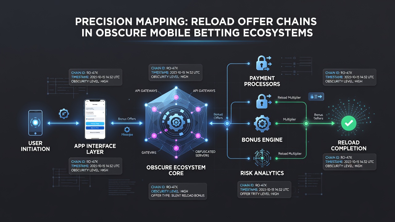 Mobile device screenshots illustrating obscure betting app interfaces with highlighted reload bonus notifications and deposit chain progression