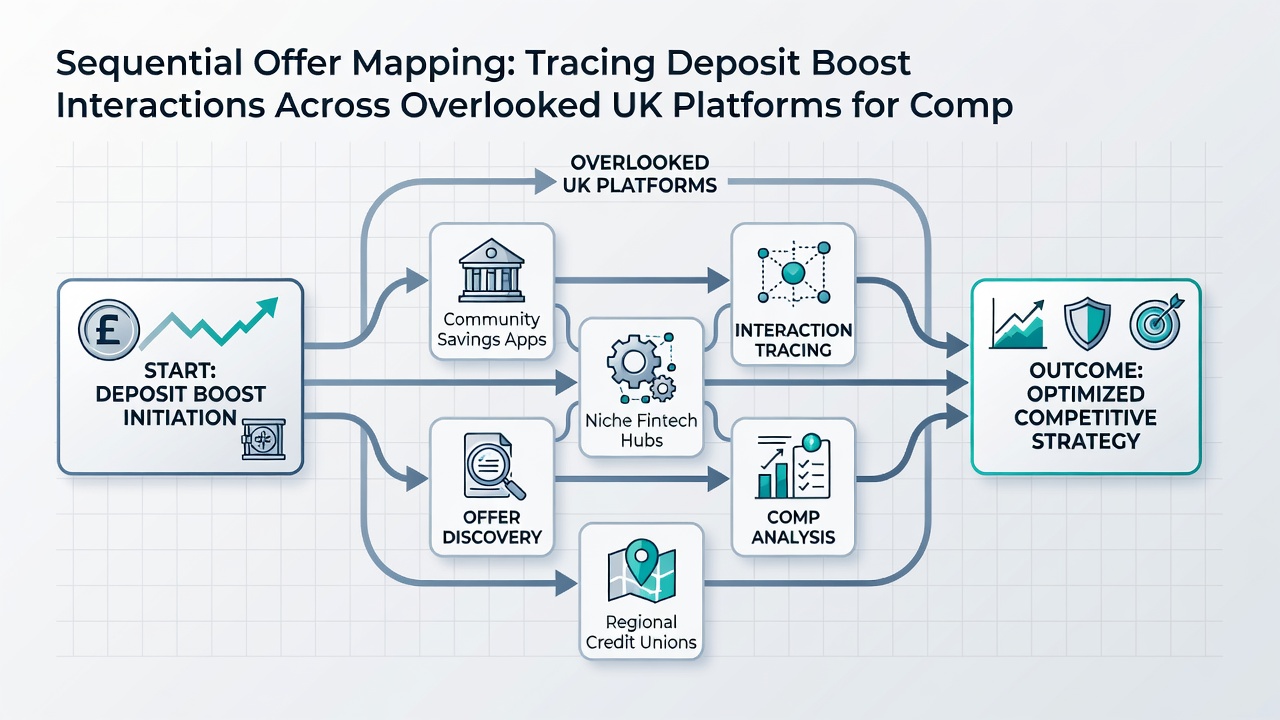 Flowchart illustrating interaction points between three overlooked UK platforms with deposit boost timelines and compounding return calculations