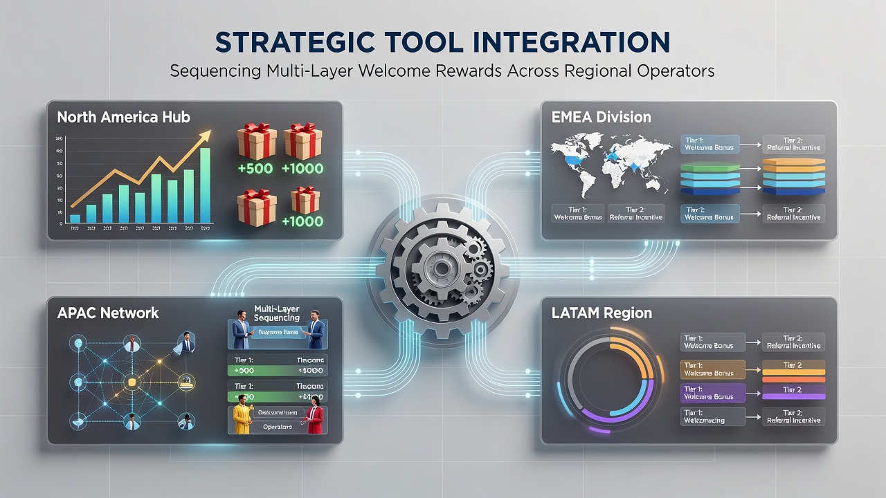 Regional operator teams collaborating on sequenced bonus layers through shared analytics platform