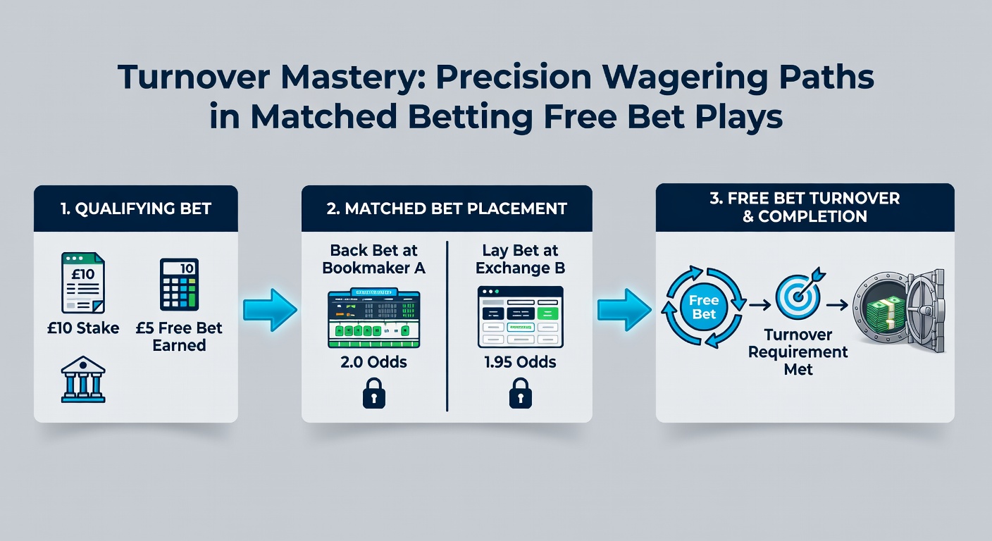 Diagram illustrating advanced matched betting turnover chains with stake calculators and profit projections